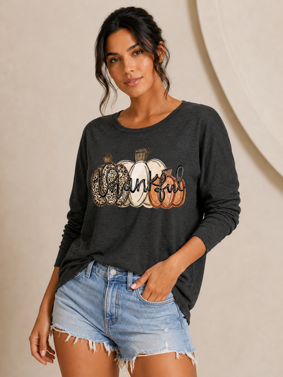 Pure Cotton Round Neck T-Shirt Casual Short Sleeve Long Sleeve Top Spring Fall
