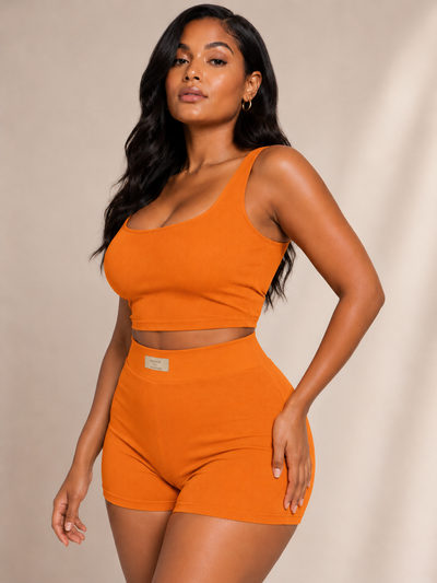 Ribbed Tank Top and Shorts Set 2 Piece Casual Slim Fit Lounge Set